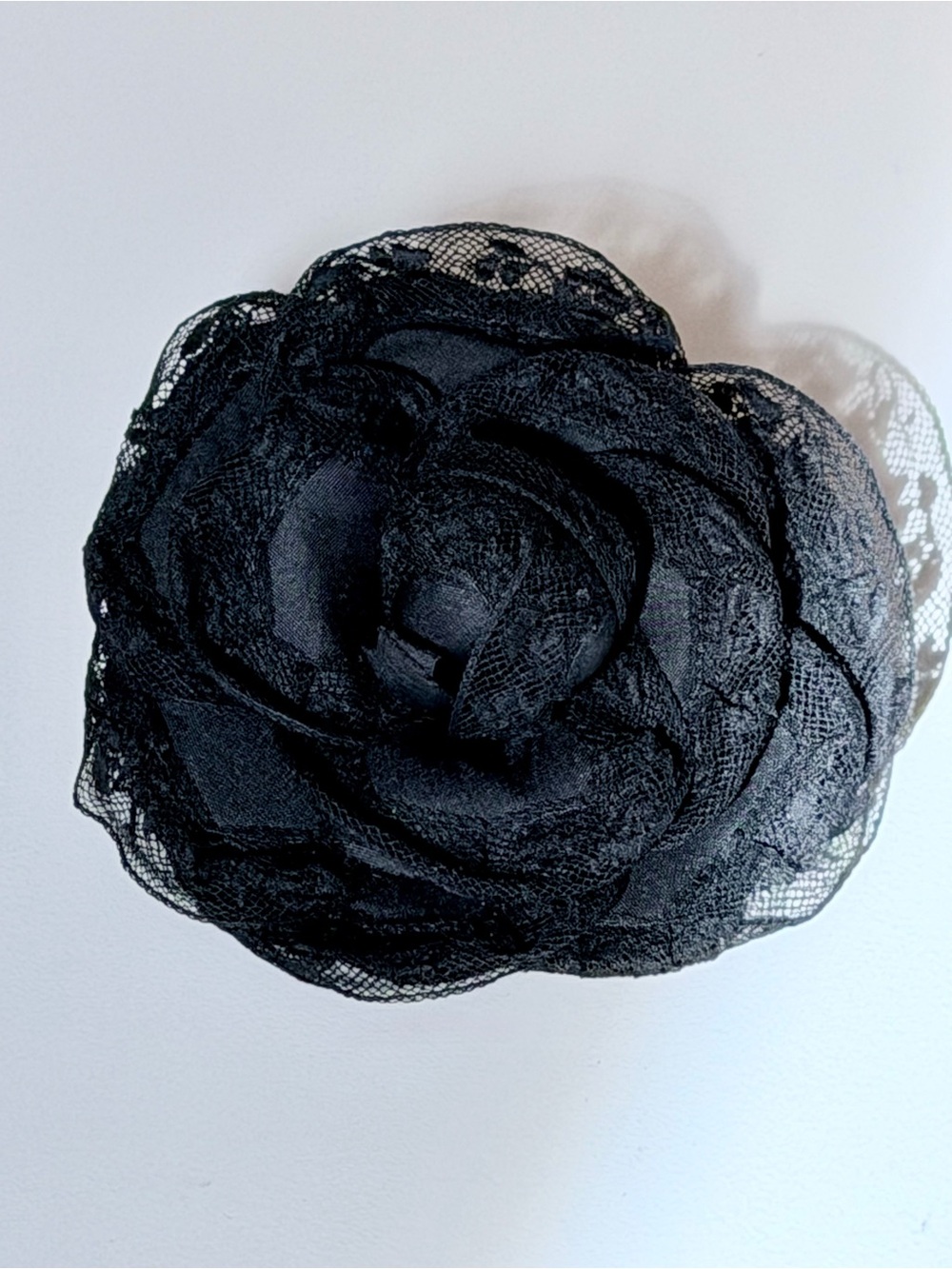 CHANEL Black Lace Camellia Brooch - Vintage